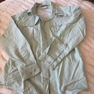 Columbia PFG Children’s Size Medium 10/12 Fishing Shirt Long Sleeve Pale Green